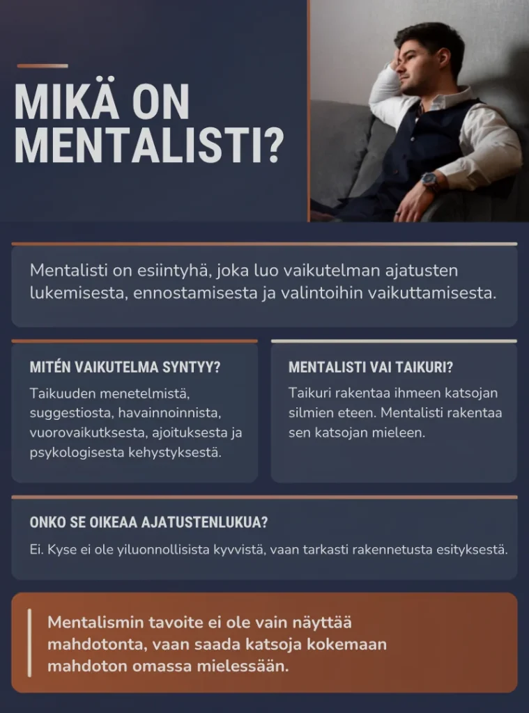 Infograafi: mikä on mentalisti ja miten mentalisti eroaa taikurista